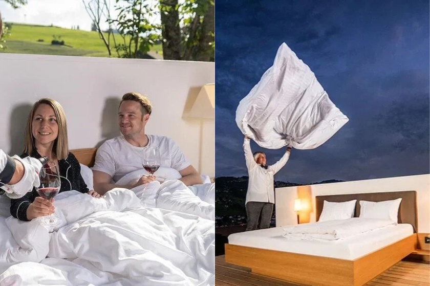Έφτιαξαν ξενοδοχείο με κρεβάτια σε ανοικτό χώρο και εμείς ευχόμαστε να μην πιάσει μπουρίνι